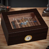 Engraved Ebony Wood Humidor Cigar Box (Front)