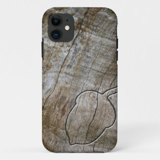 Engraved effect acorn on wood iPhone 11 case