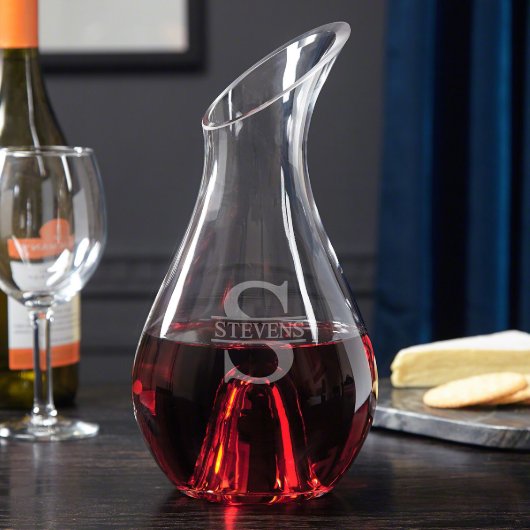 Engraved Elegant Oakmont Monogram Wine Decanter (Front)