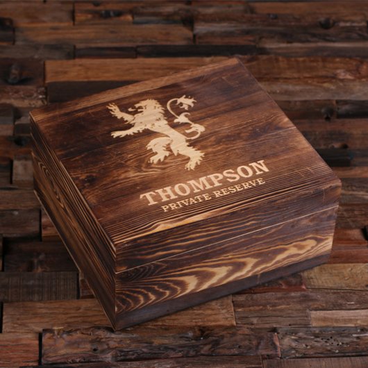 Engraved English Lion Whiskey Glasses & Decanter (Top)