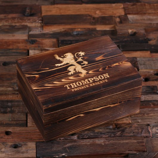 Engraved English Lion Whiskey Glasses & Decanter (Front Left)