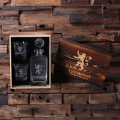 Engraved English Lion Whiskey Glasses & Decanter (Inside)