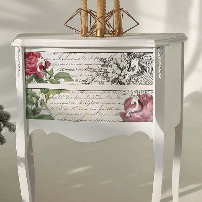 Engraved Floral French Script Ephemera Decoupage Tissue Paper (Creator Uploaded)