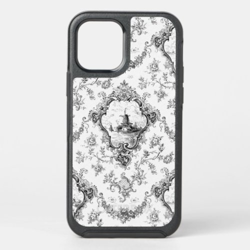 Engraved Floral Toile wWindmill  Boats_Gray OtterBox Symmetry iPhone 12 Case