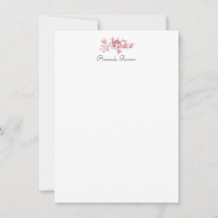 Engraved Floral Toile w/Windmill & Boats-Pink Note Card