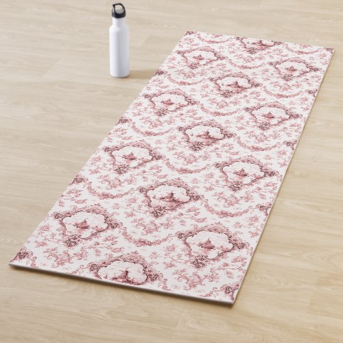 Engraved Floral Toile wWindmill  Boats_Pink Yoga Mat