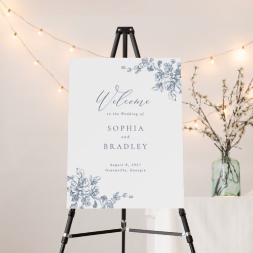 Engraved Floral Vintage Wedding Welcome Foam Board