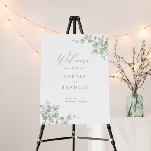 Engraved Floral Vintage Wedding Welcome Foam Board