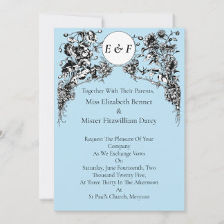 Engraved Flowers, Bird and Owl Invitation