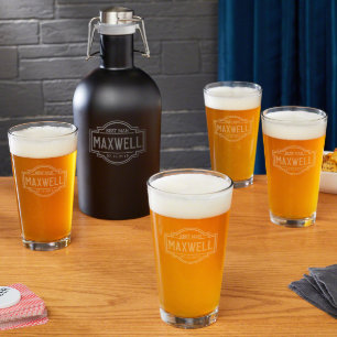 Engraved Fremont Beer Glasses & Steel Growler