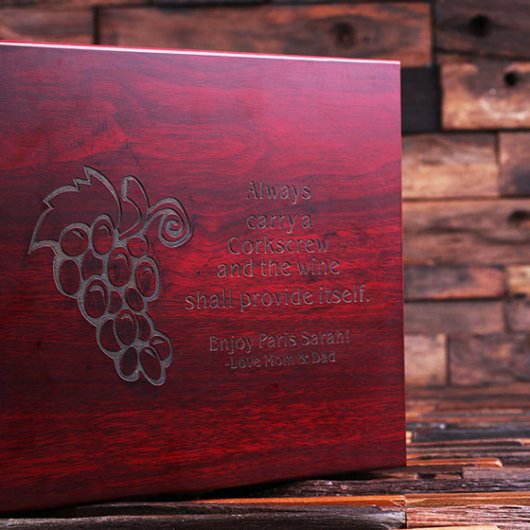 Engraved Gift Box & 7 Piece Wine Accessories Set (Front)
