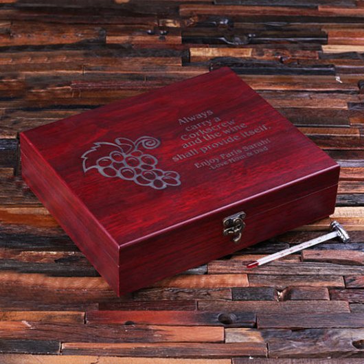 Engraved Gift Box & 7 Piece Wine Accessories Set (Top)