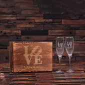 Engraved Gift Box and His & Hers Champagne Glasses (Box w/Glasses)