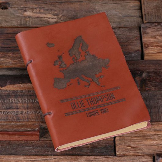 Engraved Gift Box and Leather Travel Notebook (Top)