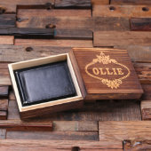 Engraved Gift Box & Circle Monogram Men's Wallet (Inside)