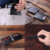 Engraved Gift Box & Circle Monogram Men's Wallet (Muti-angle)