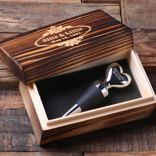 Engraved Gift Box  Heart Shape Wine Stopper
