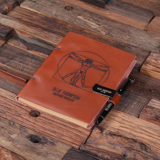 Engraved Gift Box Set with Pen and Leather Journal (Top)