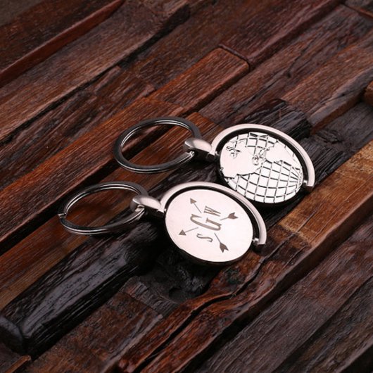 Engraved Gift Box & Stainless Steel Globe Keychain (Top)