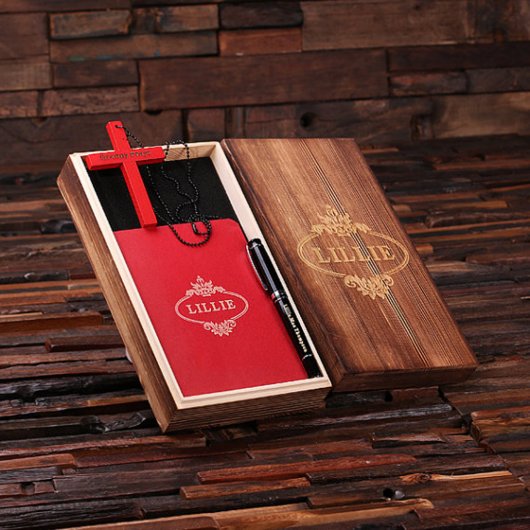Engraved Gift Box w/ Pen, Red Cross & Journals (Inside)