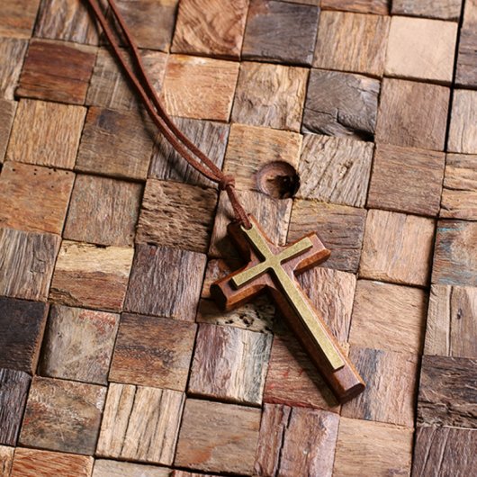 Engraved Gift Box with Brown Cross Necklace (Front)