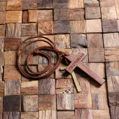 Engraved Gift Box with Brown Cross Necklace (Back)
