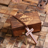 Engraved Gift Box with Brown Cross Necklace (Top)