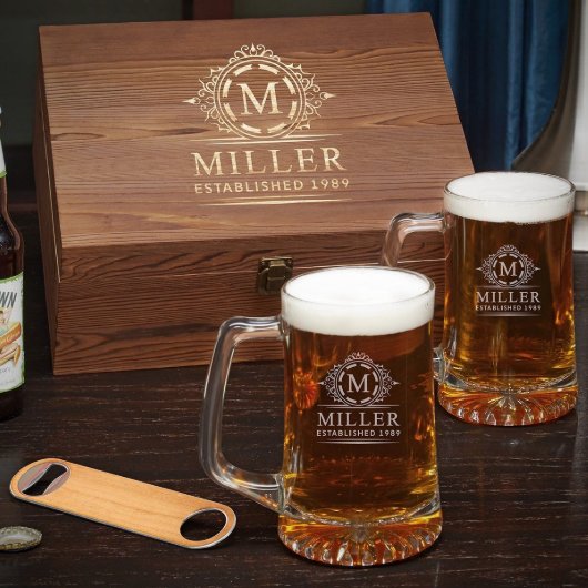 Engraved Gift Box with Set of Beer Glasses (Front)