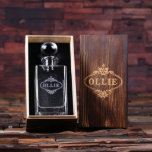 Engraved Gift Set w/ Round Lid & Decanter<br><div class="desc">This sets comes with 1 whiskey decanter and 1 wood box. 100% glass stopper. It is the best choice for anyone who needs great groomsmen gift,  best man gift,  graduation gift,  21st birthday gift. We can personalize with anything you want,  such as graphic,  clip art,  etc.</div>