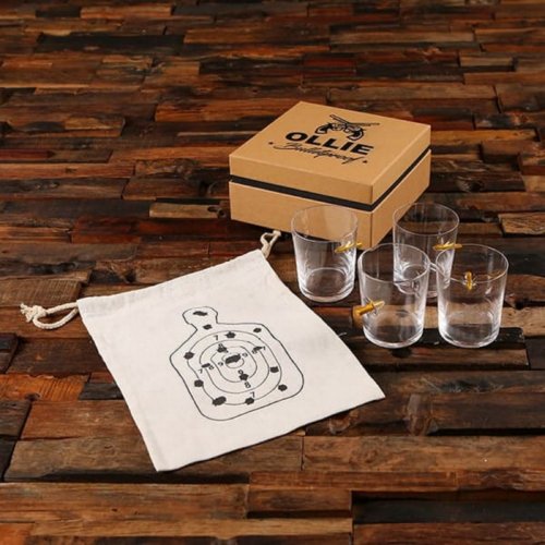 Engraved Gift Set with Cool Bullet Whiskey Glasses