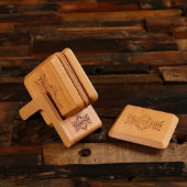 Engraved Gift Set with Square Wooden Coasters (Front)