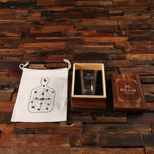 Engraved Gift Set with Stemless Bullet Beer Glass (Front)