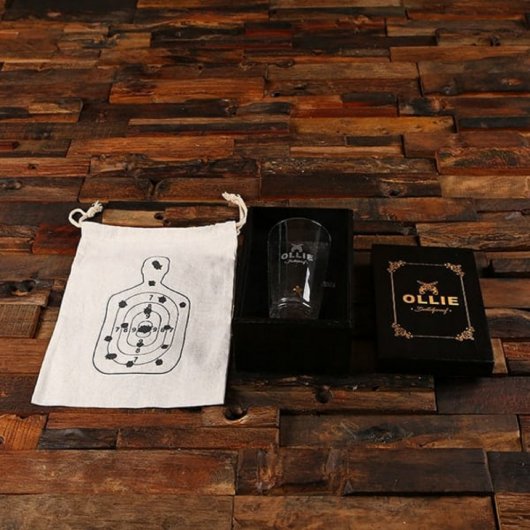 Engraved Gift Set with Stemless Bullet Beer Glass (Front)