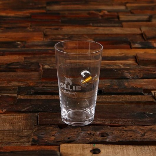 Engraved Gift Set with Stemless Bullet Beer Glass (Front)