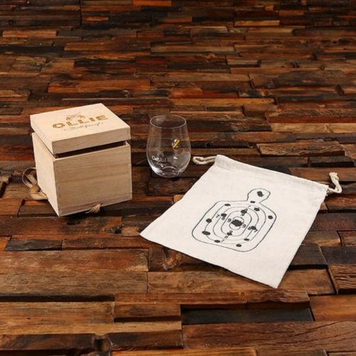 Engraved Gift Set with Stemless Bullet Wine Glass