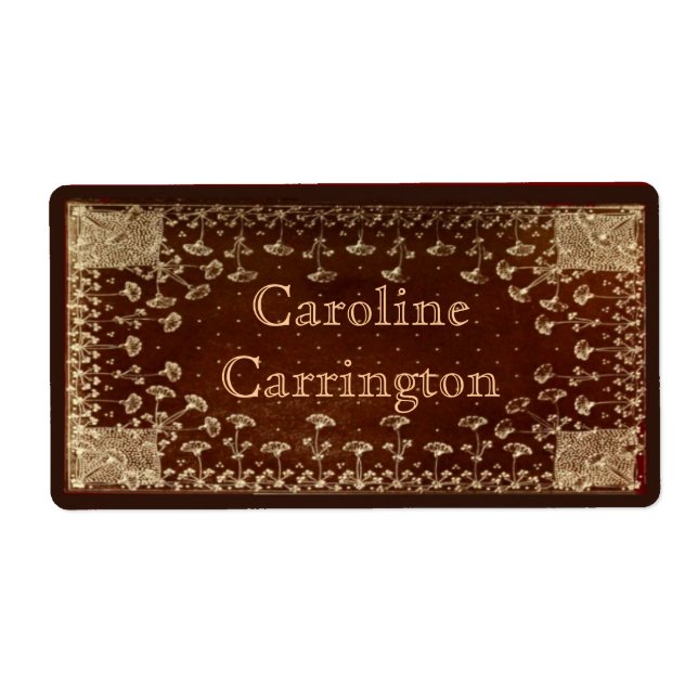 Engraved Gilt Leather Personal Bookplate Stickers (Front)