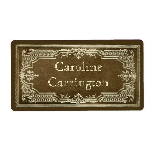 Engraved Gilt Leather Personal Bookplate Stickers