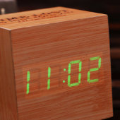 Engraved Green LED Display Wooden Digitial Clock (Front)