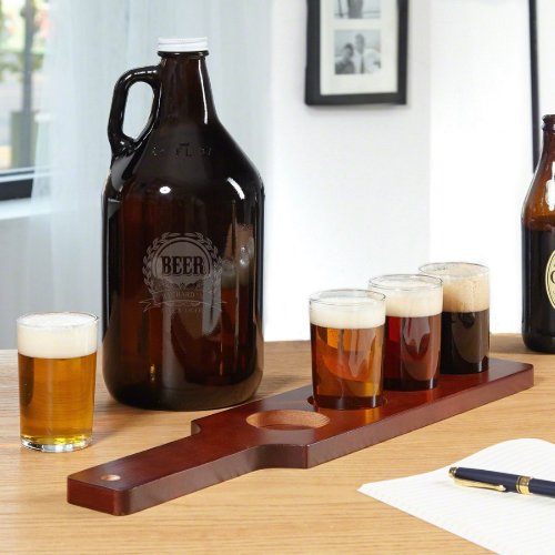 Engraved Growler With Beer Flight  Beer Glasses