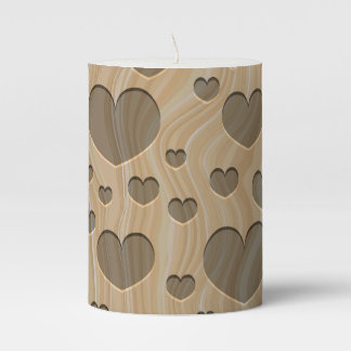 Engraved Hearts Pillar Candle