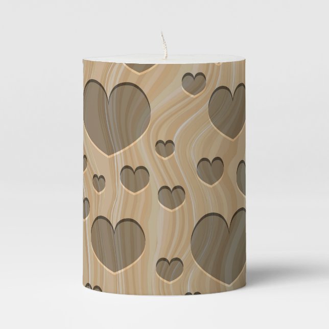 Engraved Hearts Pillar Candle (Front)