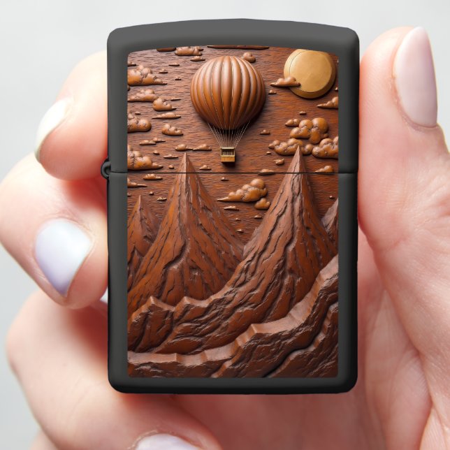 Engraved Highland Flight Spiked Ridges Zippo Lighter (In Hand)