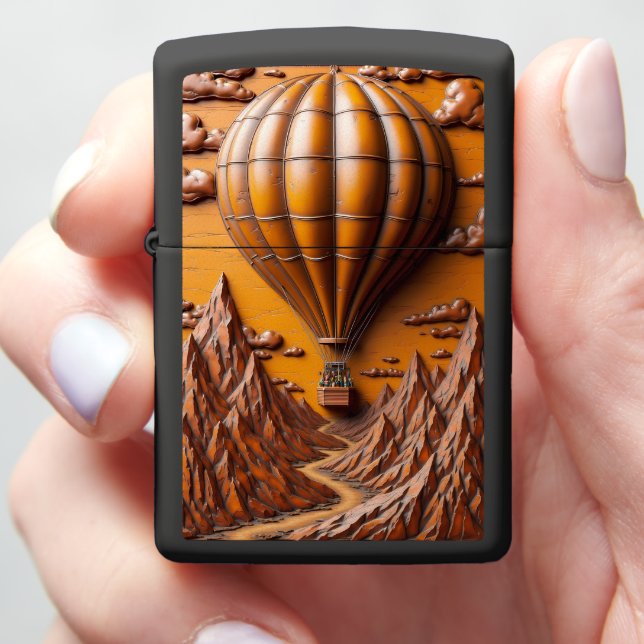 Engraved Highland Flight Valley Road Zippo Lighter (In Hand)