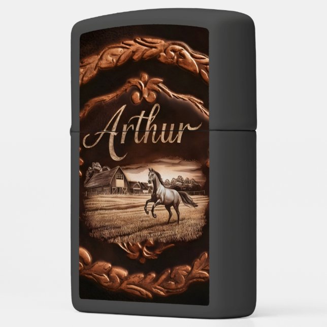 Engraved Horse Scene With Arthur Zippo Lighter | Zazzle