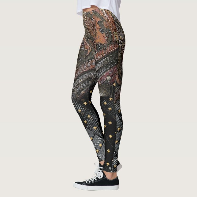 Engraved Imperial Samurai Leather Leggings (Left)