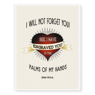 Engraved in the palms of God's hands, Scripture Temporary Tattoos