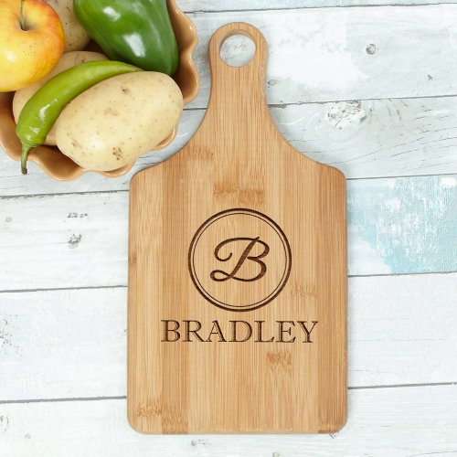 Engraved Initial Paddle Cutting Board