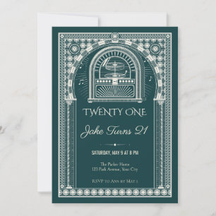 Engraved Jukebox 21st Birthday Invitation