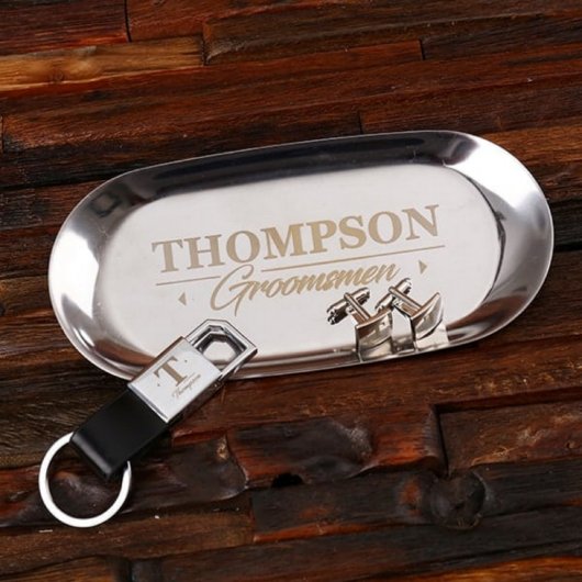 Engraved Keychain with Cufflinks & Accessory Tray (Front)
