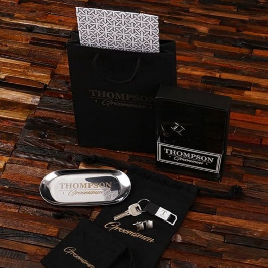Engraved Keychain with Cufflinks & Accessory Tray (Front)